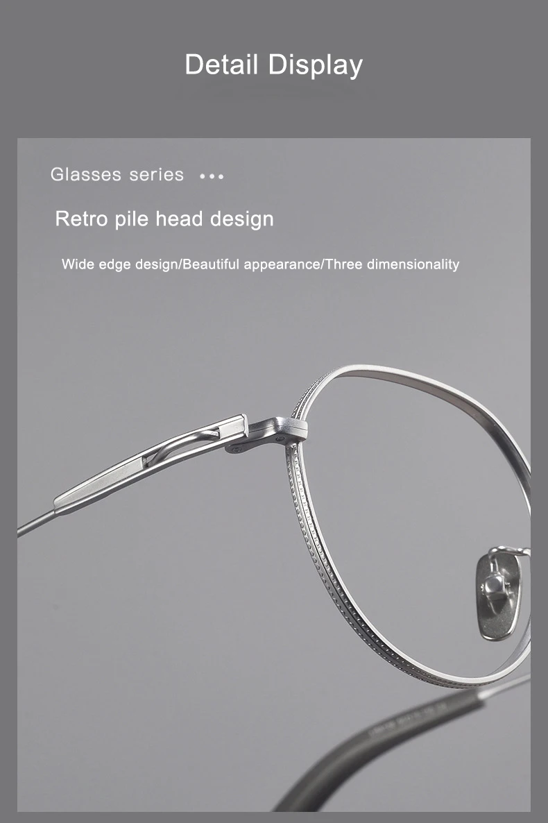USA Marke Replik Reines Titan Brillen Luxus Runde Ultraleichte Brille Unregelmäßige Brille für Mann – Detail 7