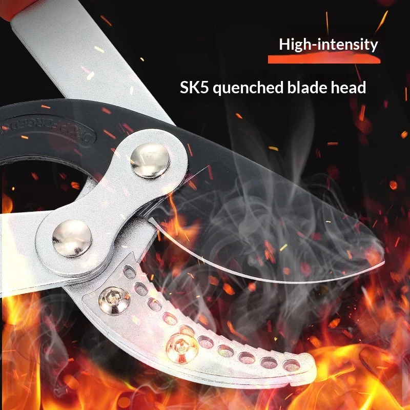 텔레스코픽 헤비듀티 전정가위 SK5 스틸 바이패스 전지가위 3cm/5cm 가지 절단 가능 인체공학적 정원 나무 전정기 (높은 가지용)