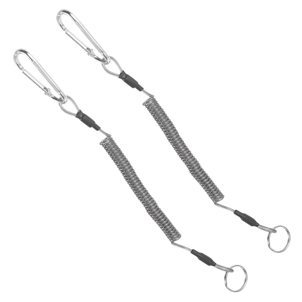 

2 Pcs Stainless Steel Fishing Miss Rope Gear Rod Leash Extension Cord Tether Wire Heavy Duty Lanyard