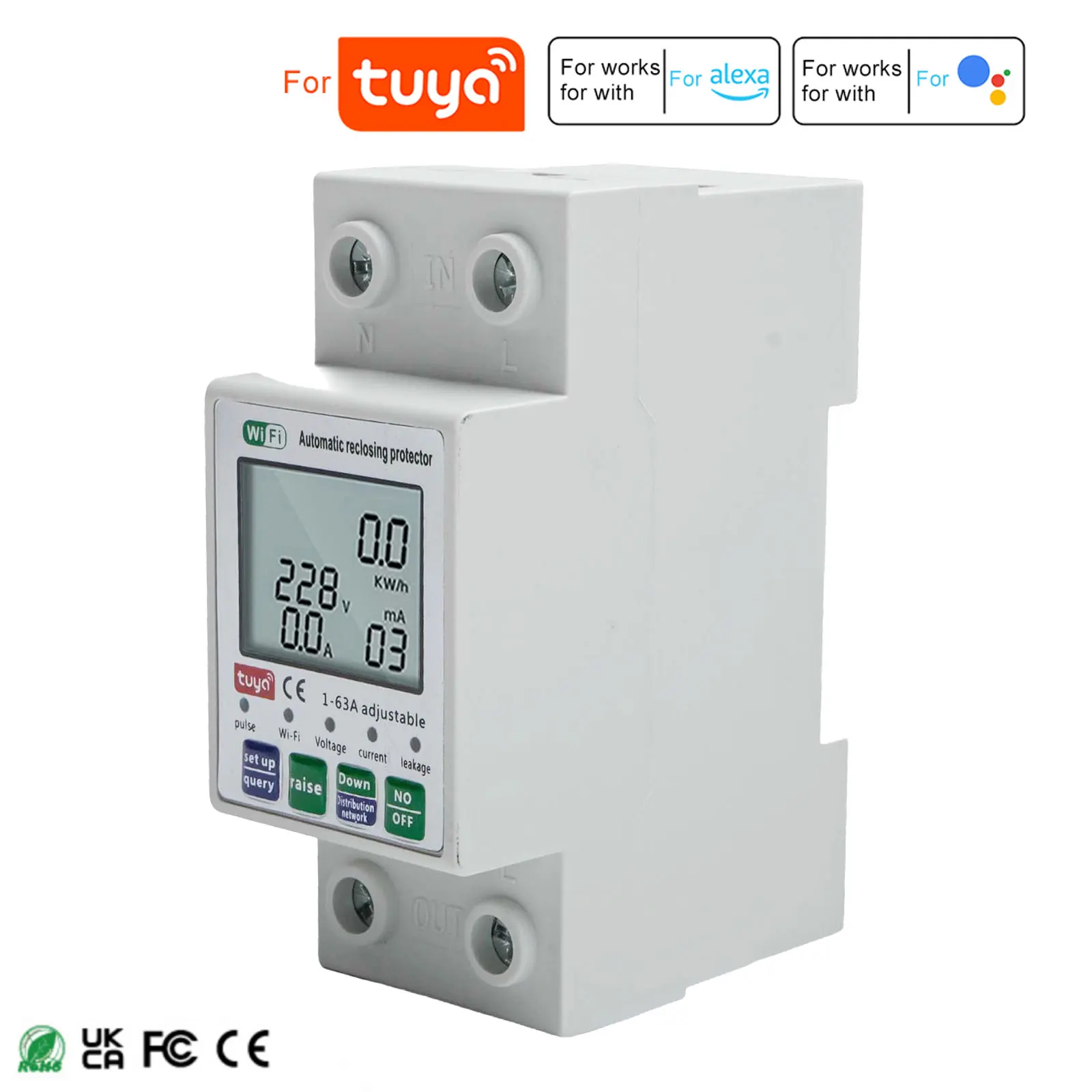 AC80-300V 차단기 정격 전류 1-63A 전류 차단기 디지털 LCD 디스플레이 간편한 설치 고정밀 다중 보호