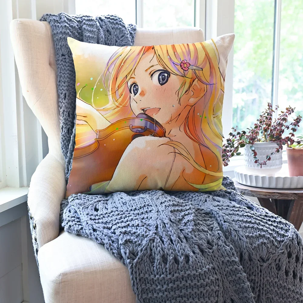 1pc Kawori Miyazono Animation Your Lie In April Pillow Case Square Pillow Bedroom Sofa LeisureCarLivingRoomHome Decoration 40X40 4