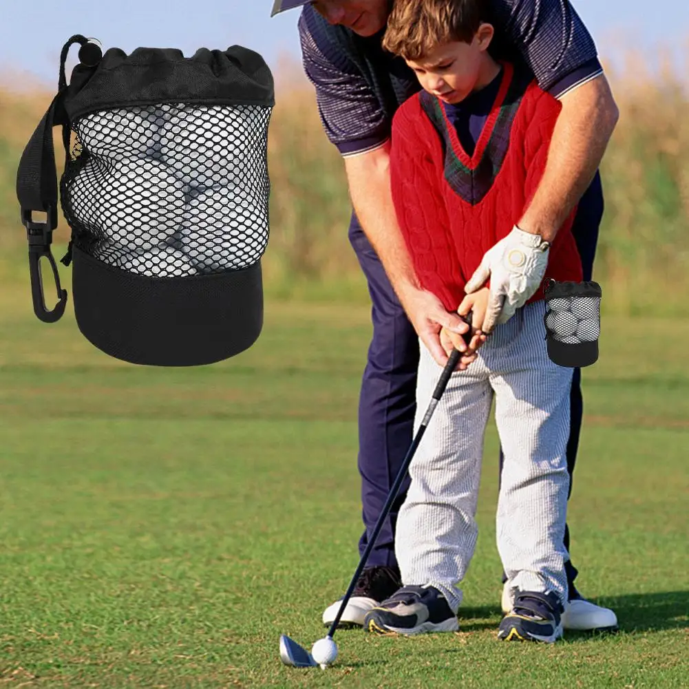 Golf Ball Bags Special Black Golf Storage Bag Can Hold Ball Golf Ball Container Golf Drawstring Nylon Mesh