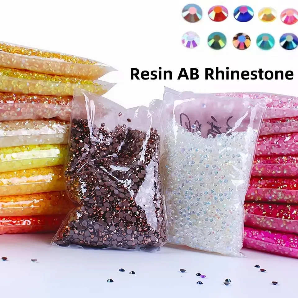 Jelly AB 2-6mm Resin Non Hot Fix Rhinestones Flat Back Plastic Crystals Strass Glitters Big Package Stones