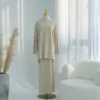 Ramadan 2 Piece Winter Abaya Muslim Woman Set Plain Thick Knitted Loose Sweater Top and Skirt Sets Dubai Islam Arabic Outfit
