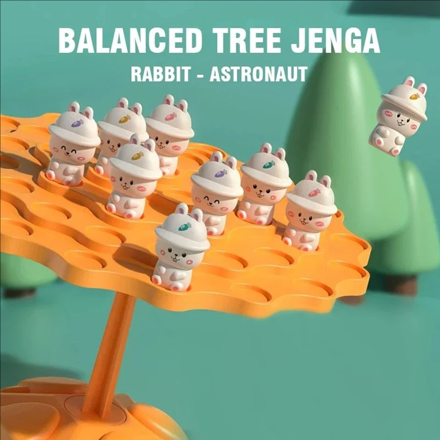 1pc children's DIY puzzle Balance Tree Folding Rabbit Astronaut board game Casual parent-child interactive tabletop combat toys 6