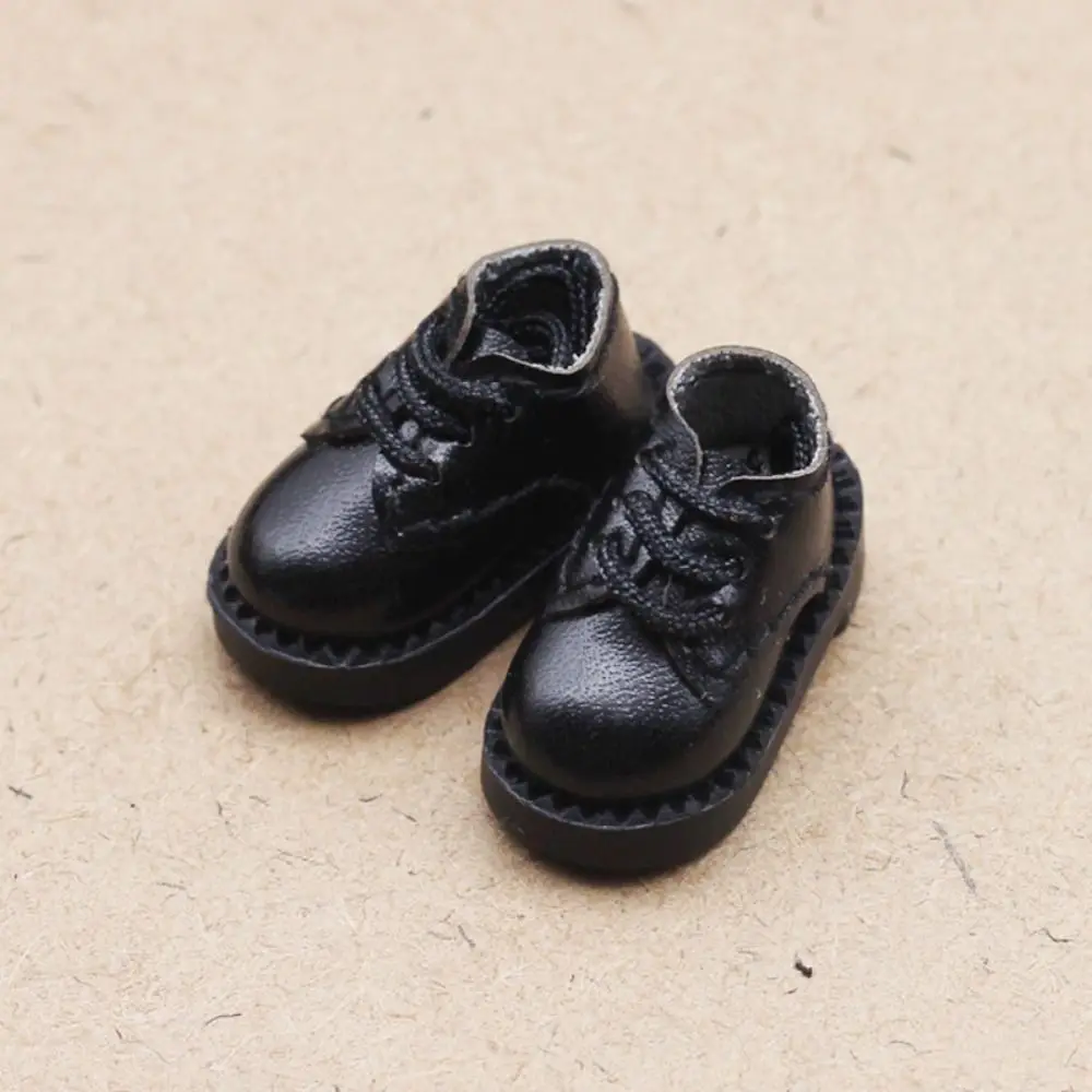 1Pair Mini Clothes Toys PU Leather 1/12 Bjd Shoes Round Toe 1 Pair PU Leather Shoes Mini Cute BJD PU Shoes Body Dolls
