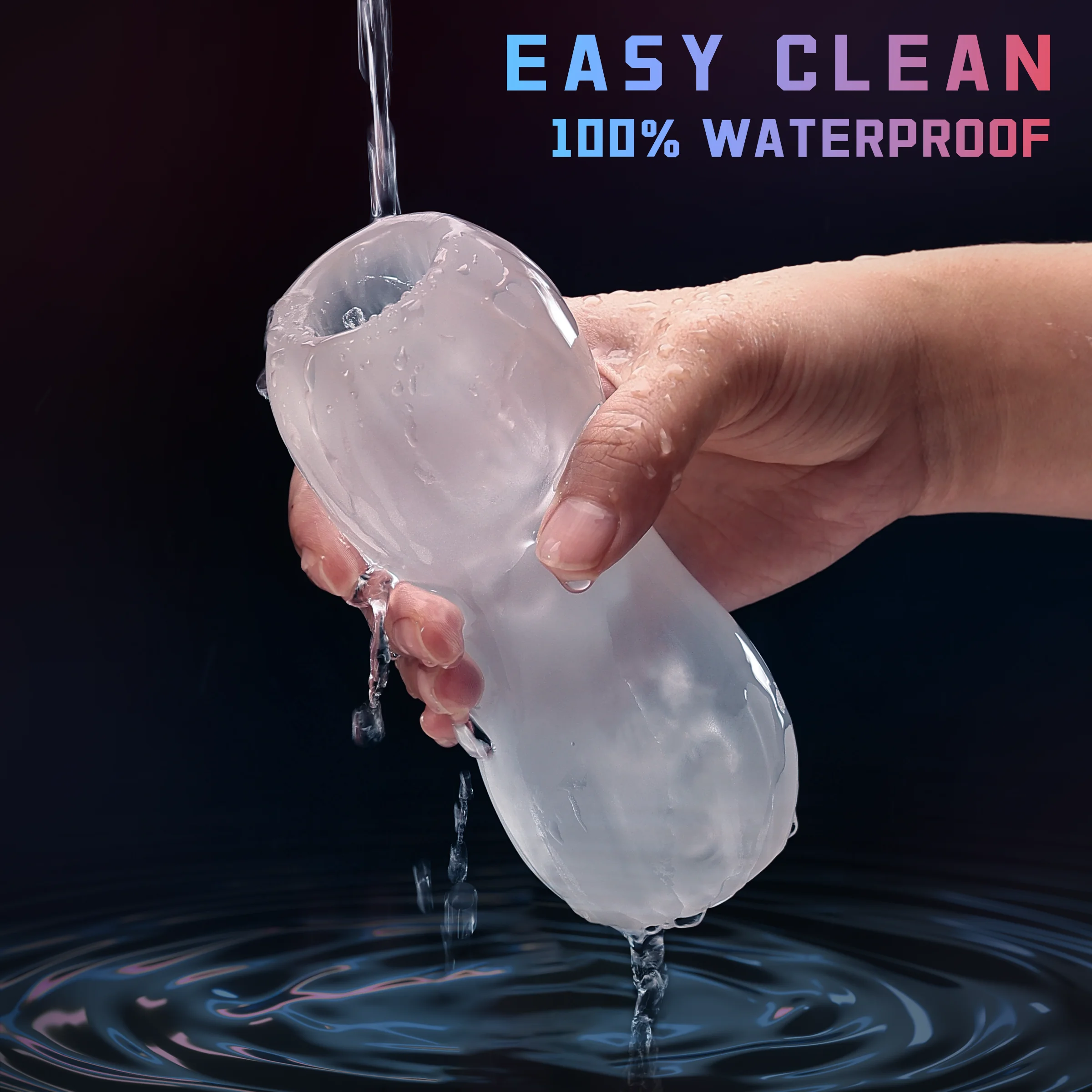 Masturbatore a mano trasparente Held Realistico Pompini Gola profonda Stimolatore in silicone per uomini Dildo_voghion.com