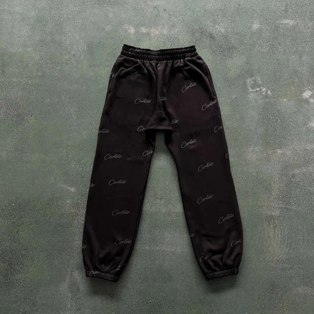 Corteiz-Pantalon de survêtement de jogging noir pour homme