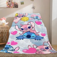 1PC Stitch flannel blankets are comfortable and cute, suitable for all seasons, perfect for living room decoration, sofa deco 1