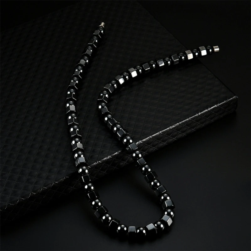 Collana Magnetica In Ematite Chakra Hematite – Per Benessere E Guarigione, Nera, Lunghezza 46-51cm - Foto 4