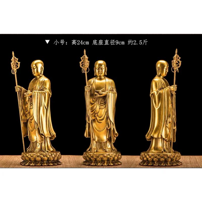 

GOOD Ksitigarbha Bodhisattva Buddha figure # Buddhist disciple HOME family efficacious Protection FENG SHUI copper statue 24 CM