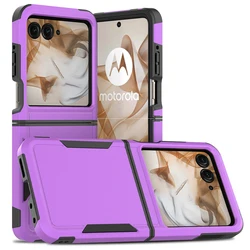 Shockproof Hybrid Dual-Layer Phone Case with Screen Protector for PC TPU (Purple black)