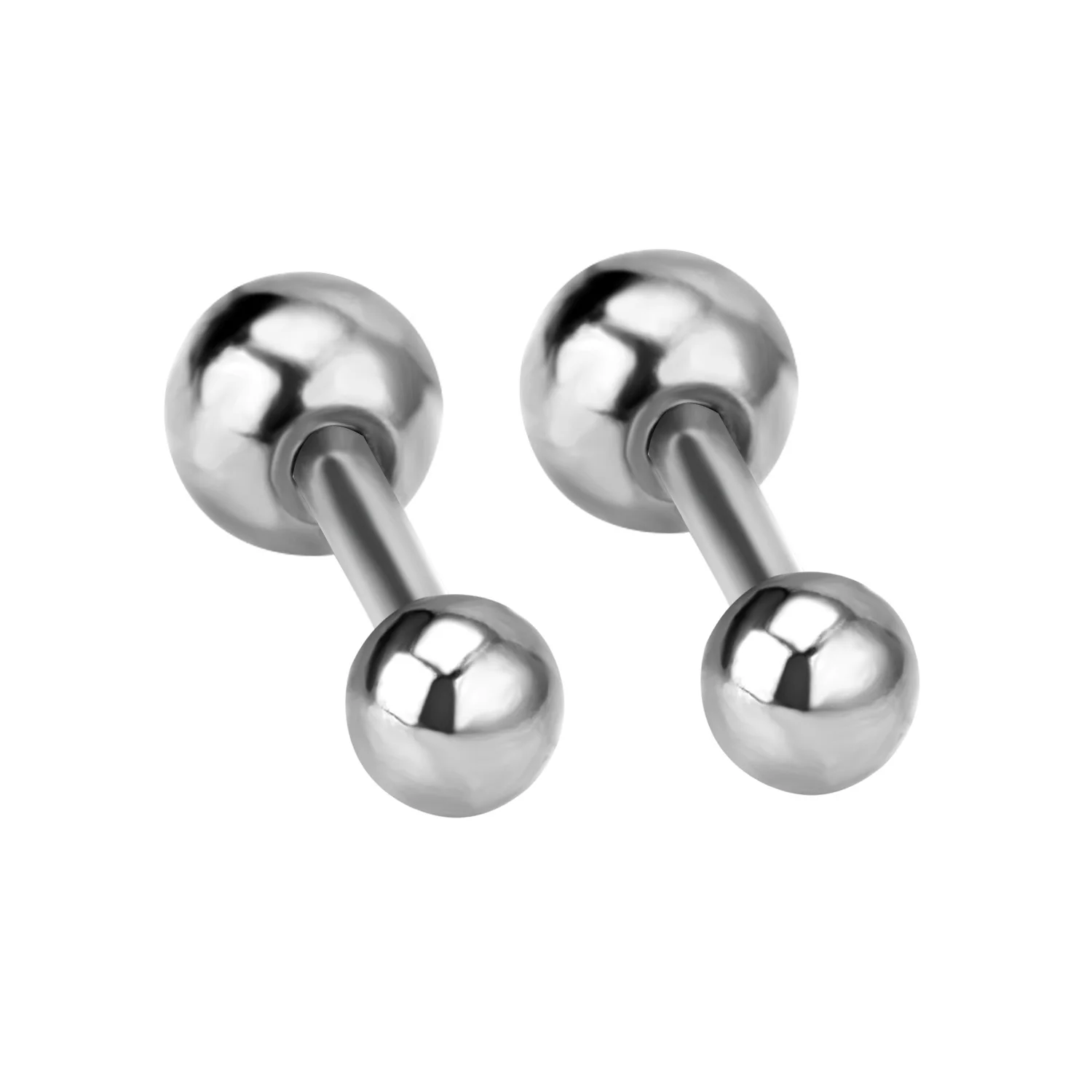 Wholesale Set of 12 Pairs Stainless Steel Ball Stud Earrings with Screw Back, Mixed Sizes