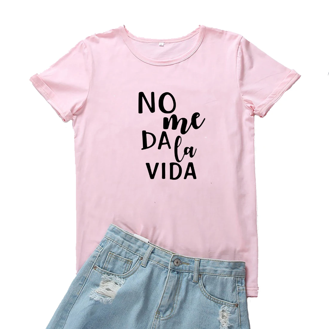 No Me Da La Vida Tshirt Women Fashion Spanish Language Women T Shirt Casual Cotton Tee Women Black Short Sleeves Camisetas Mujer