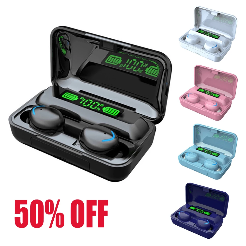 

F9 F9-5C Color Bluetooth Earphone LED Battery Display TWS 5.1 Smart Touch Wireless Earbuds With 2200mAh Power Bank