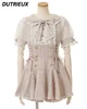 Lolita Clothes Japanese Mine Mass-Produced Short-Sleeve Shirt Shorts Set Women Sweet Cute Doll Collar Shirt Dress Two-Piece Suit 1