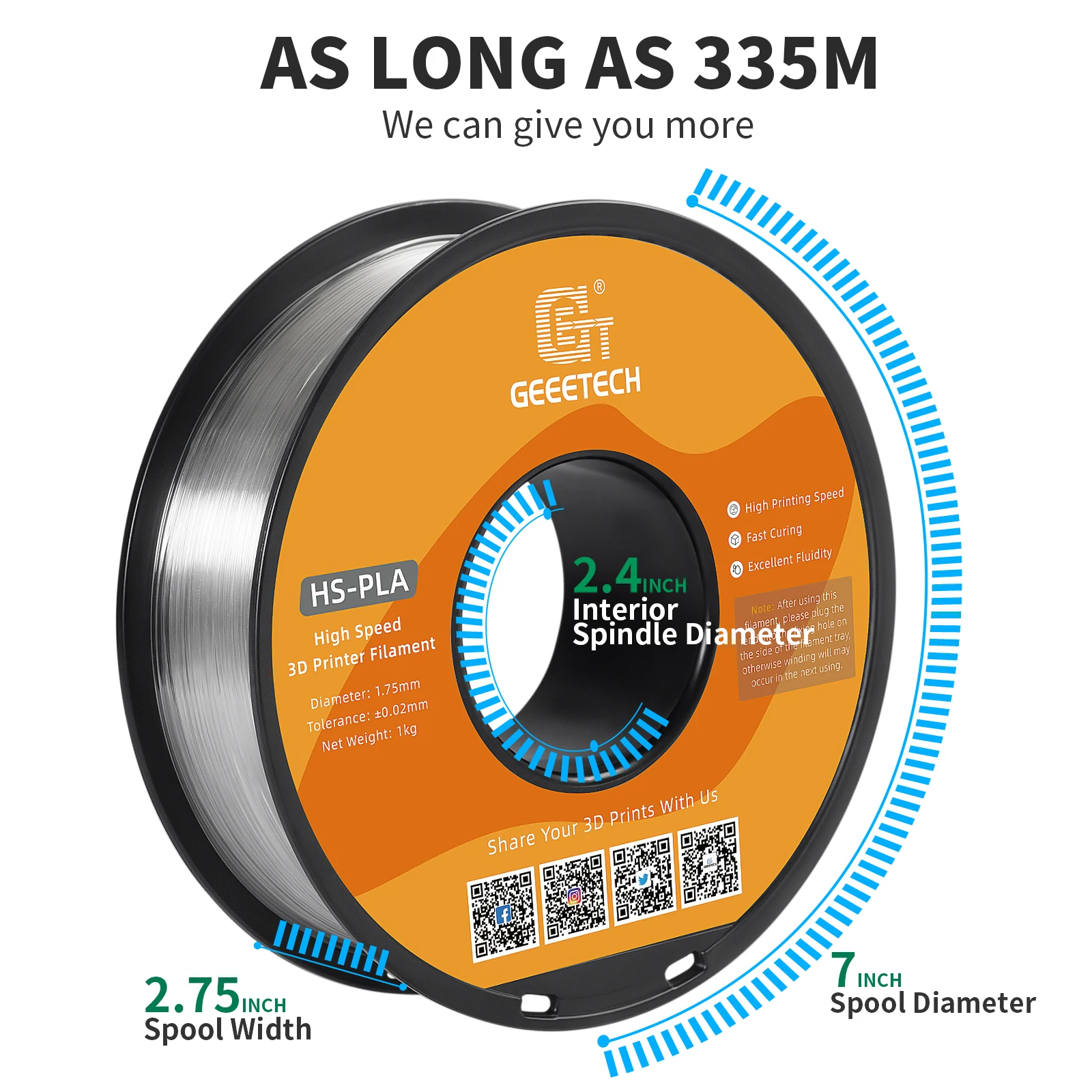 Geeetech Filamento Pla de Alta Velocidade 1.75 mm 1kg Carretel Cura Rápida Melhor Liquidez Hs-pla Filamento de Impressão 3d de Alta Velocidade - Imagem 6