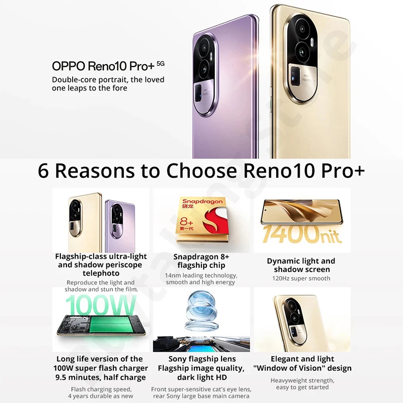 OPPO Reno  Pro+ Plus 5G Mobile Phone 6. inch Hz AMOLED curved screen  Snapdragon 8+ Gen 1 Octa Core MP Triple Cameras