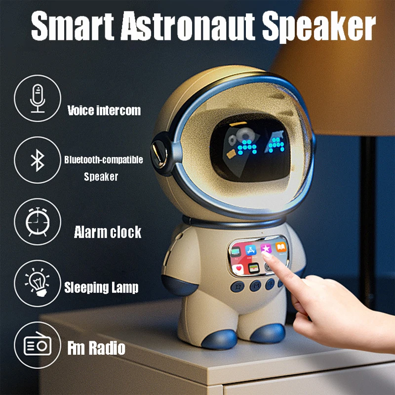 Smart Astronaut Bluetooth-compatible Speaker Mini Sound Box Portable Stereo Ai Interactive Audio With Alarm Clock Creative Gift