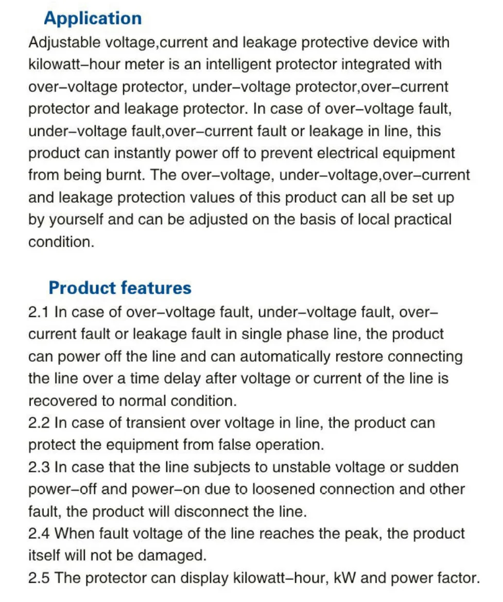 WIFI Smart JJMVPD-63LWS Switch TUYA Energy Meter Kwh Metering 63A Circuit Breaker Timer with voltage current and leakage protect