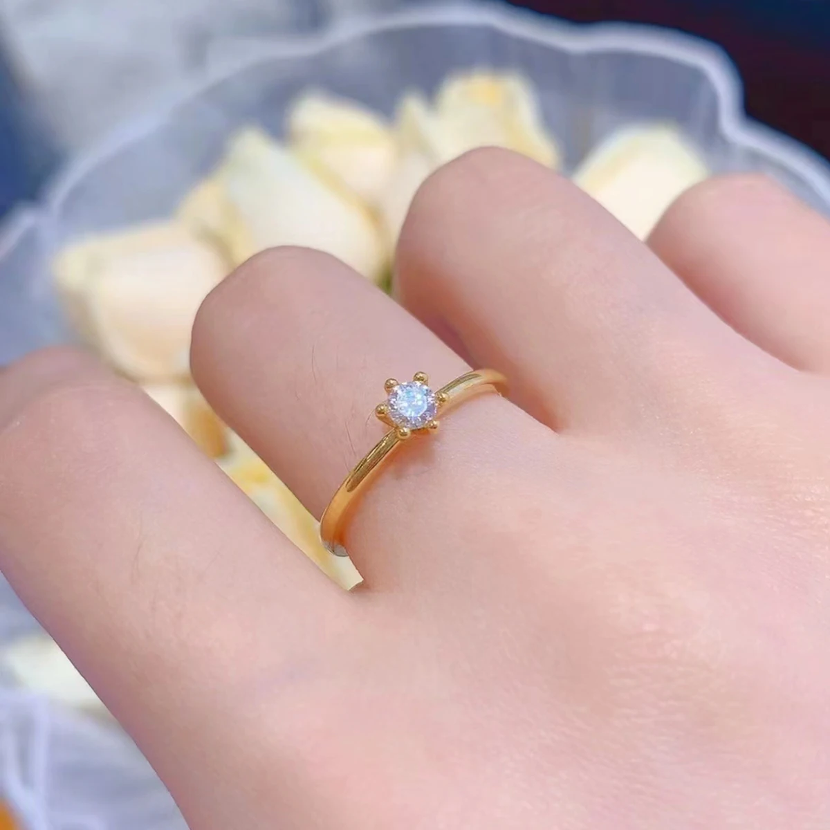 100% Real 18k Gold Rings Summer For Women Moissanite Diamond Jewelry With Certificate AU750 Stamp Luxury Gift Factory Price 2024
