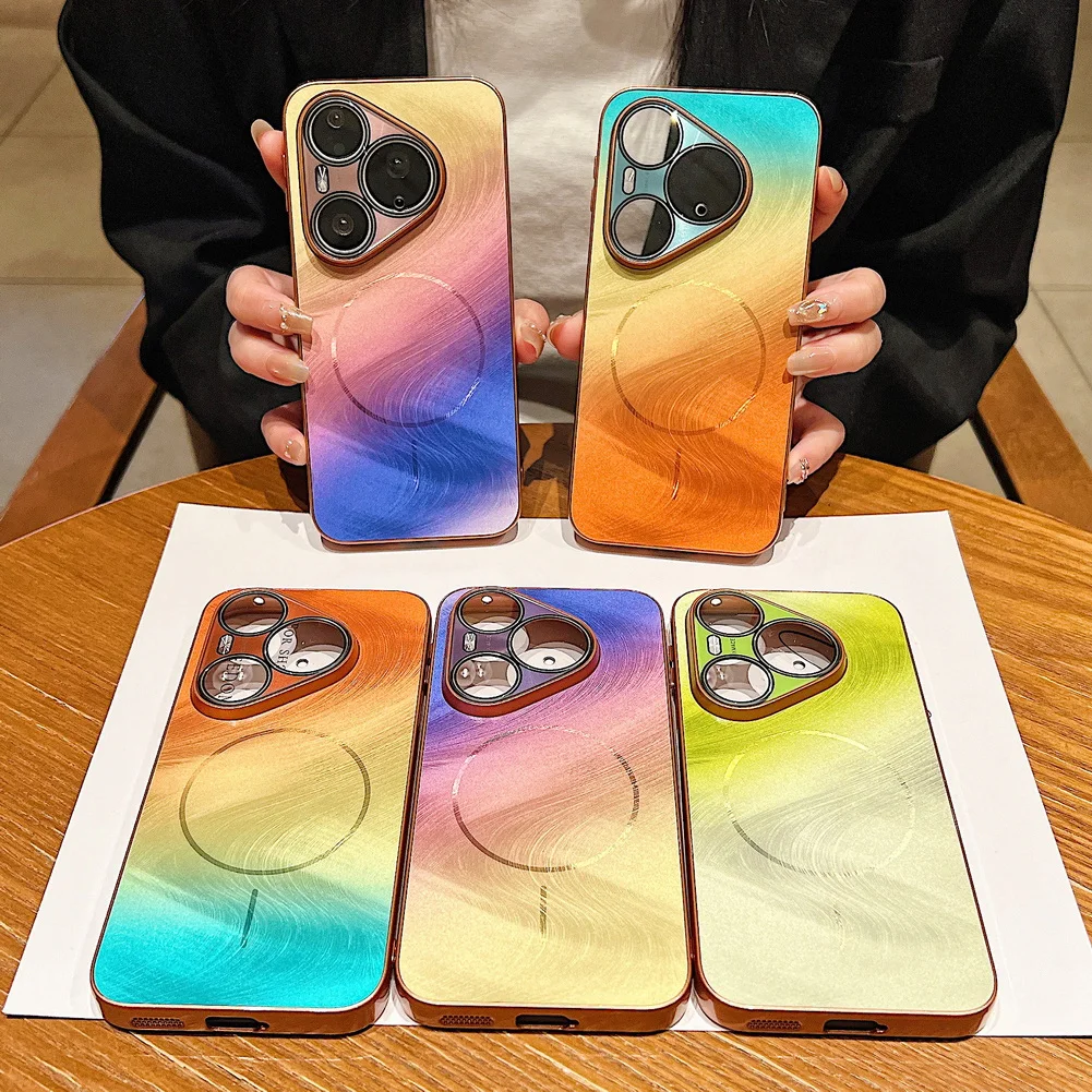 Golden Silk Shimmer Gradient Magnetic Ring Protective Case