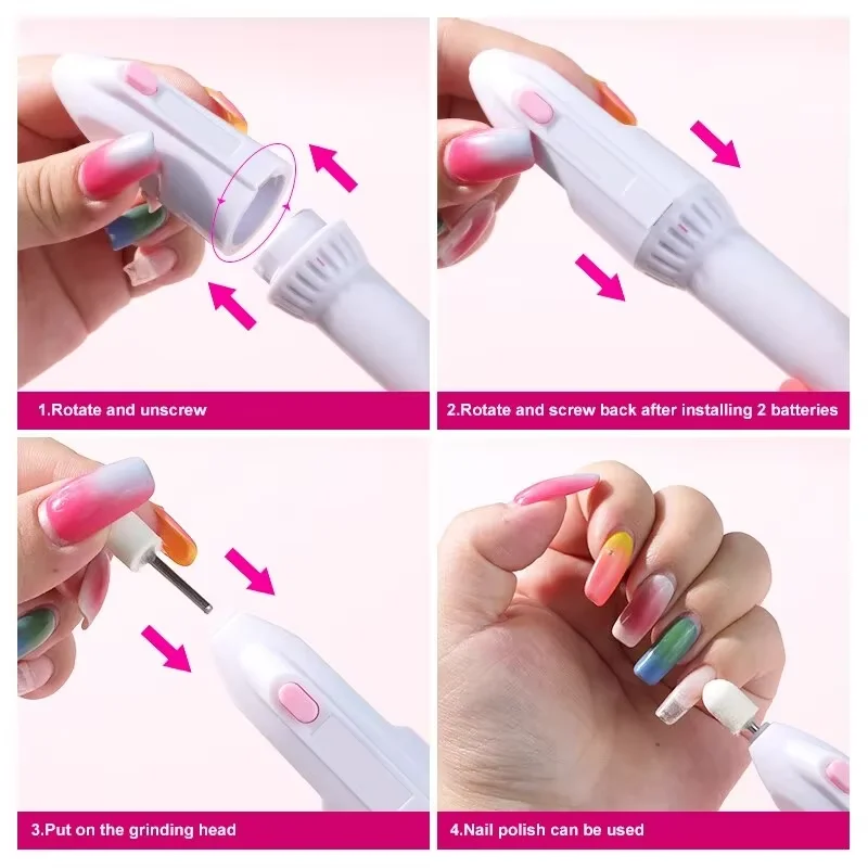 YIKOOLIN 미니 전기 네일 드릴 키트 - 매니큐어 페디큐어 연마 샌딩 파일 펜 도구 그라인딩 머신이 포함된 네일 아트용 도구