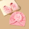 2pcs Newborn Baby Hat Set Spring Baby Girl Boy Turban Hat With Socks Flower Infant Beanies Cap Girl Headwraps Accessories 5