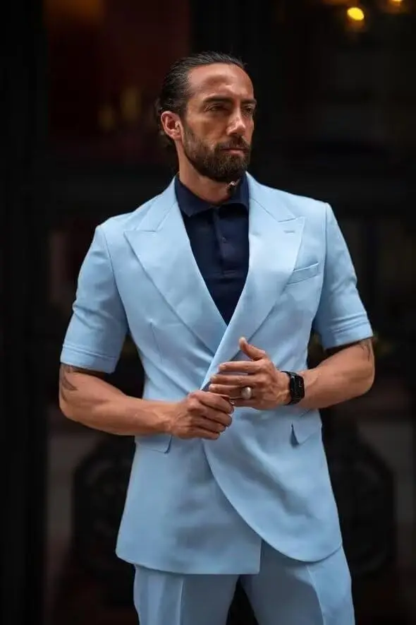 Costume homme sur mesure 2 pièces à manches courtes