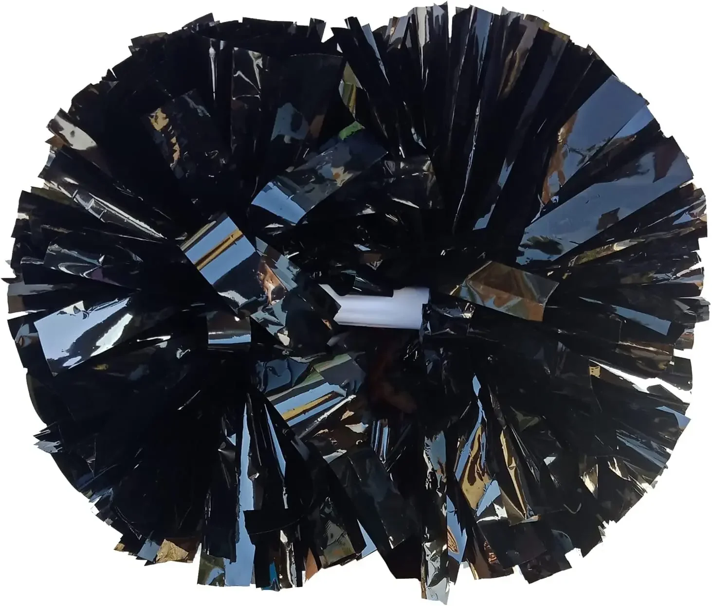metallic black Cheerleading Pom Poms with Baton Handle for Team Spirit Sports Dance Cheering Kids Adults