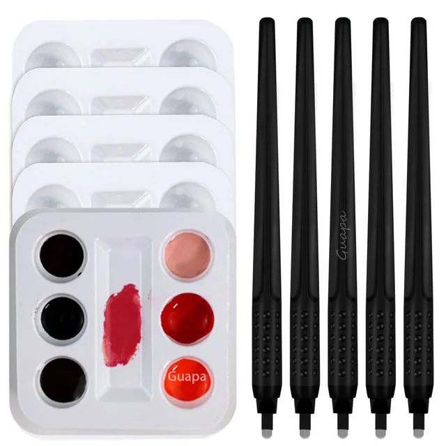Disposable Nano 18U Microblading Pen Kit with Permanent Makeup Pigment Ink Holder for Semi PMU Tattoo