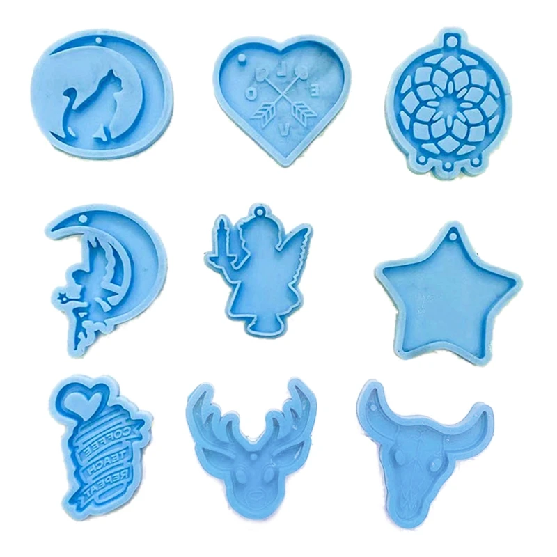 

9Pcs Angel Heart Pendant Mold Epoxy Resin Mold for Making Keychain