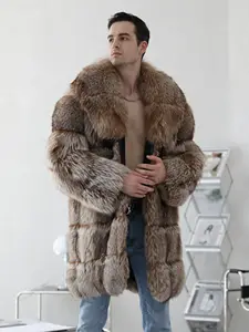 Janefur мужская куртка из натурального меха 2022 Роскошная Шуба из серебристого лисьего меха длинная толстая теплая индивидуальная оптовая продажа мужское зимнее пальто