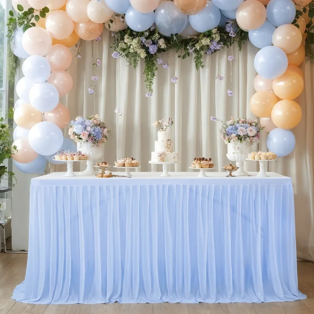 Arty Table Skirting 4FT/6FT/9FT/14FT Dining TableSkirt for Wedding Festive Party Dessert Banquet Table Decor Tulle Skirt
