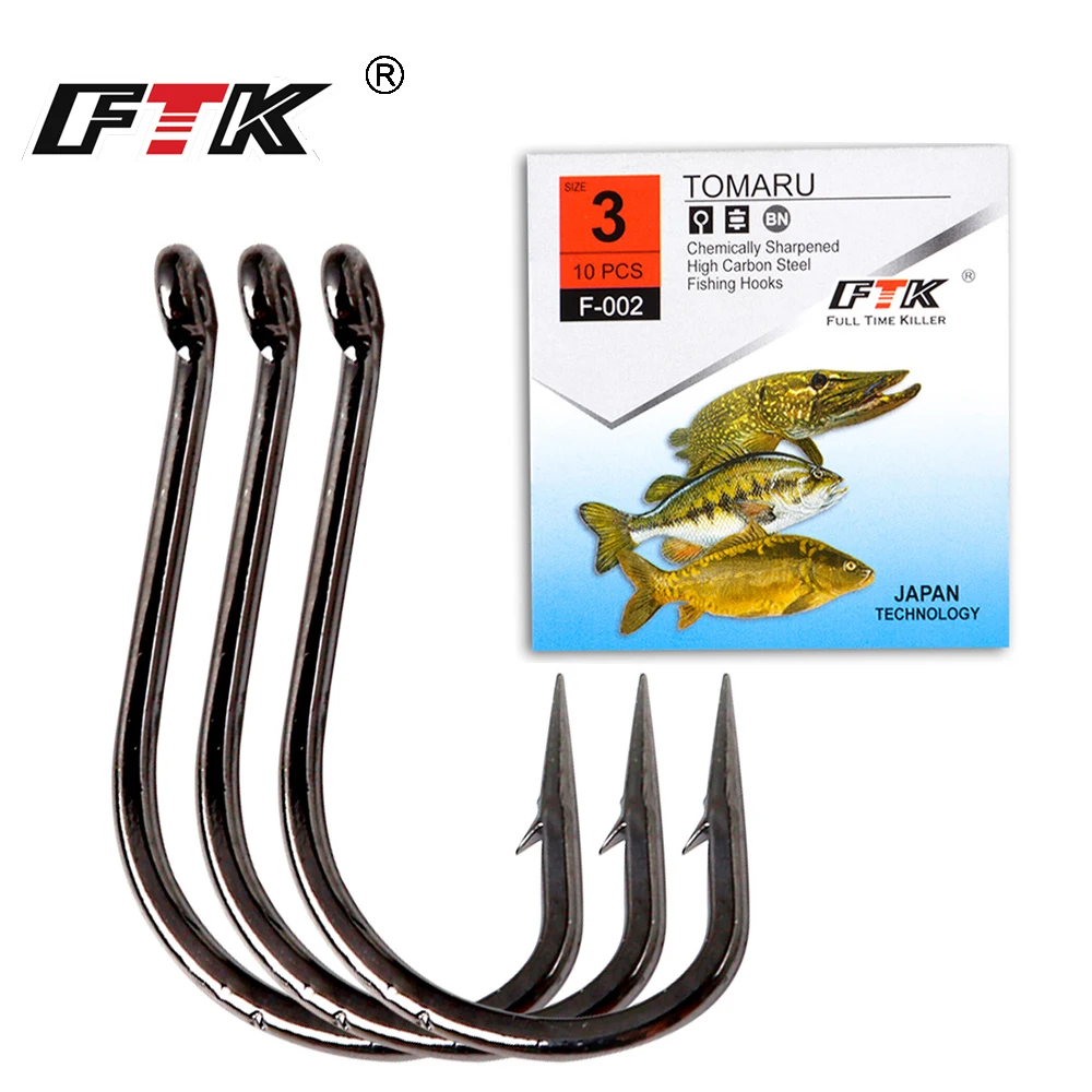 

FTK 7pack/70PCS Barbed Eyed Size3#-Size12# Tomaru Fishing Hooks From Japan for Perch Pike Carp Fishing Barbed Wide Gap