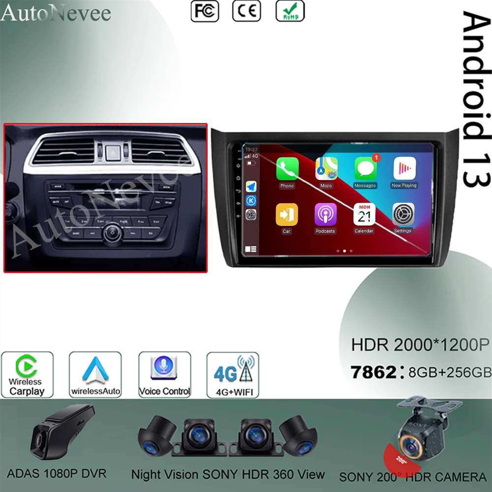 

Wireless Carplay For Lifan 620EV 650EV 2015 - 2019 Car Radio Stereo Multimedia Video Player Navigation GPS Android 13 Head Unit