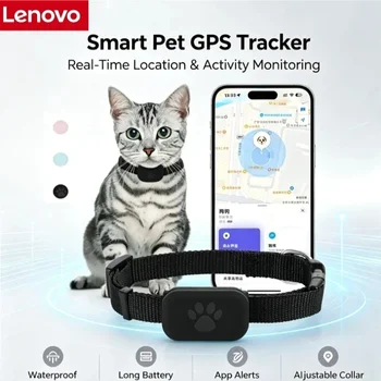 Localizzatore GPS per Animali Domestici Lenovo, Tracciamento in Tempo Reale, Allarme Movimento, Impermeabile, Antifurto, Compatibile con Apple Find APP