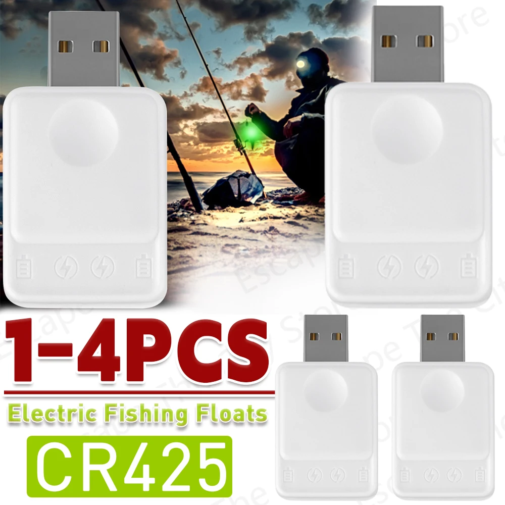 

1-4PCS Electric Fishing Floats CR425 Portable Luminous Fishing Floats Rechargeable Night Fishing Tool Battery Tackles Supplies