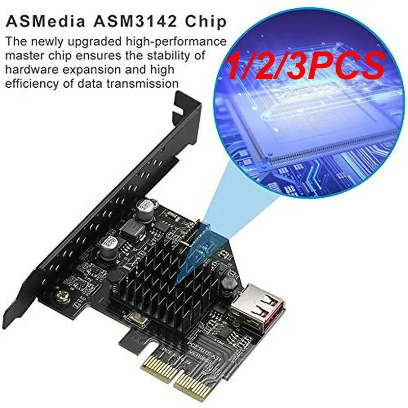 

1/2/3PCS PCIE USB 1X to Type-E Expansion Card PCI E X1 X16 ASM3142 Add On Cards Support Windows 8 10 32/64Bit PCIE Type C