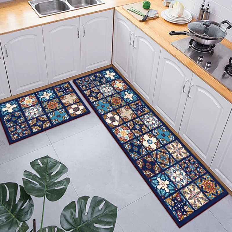 Decoration Kitchen Floor Mat Printed  Anti-fouling Oil-proof Waterproof PVC Carpet Home Easy Clean Balcony Rug ковер Tapis 러그 3