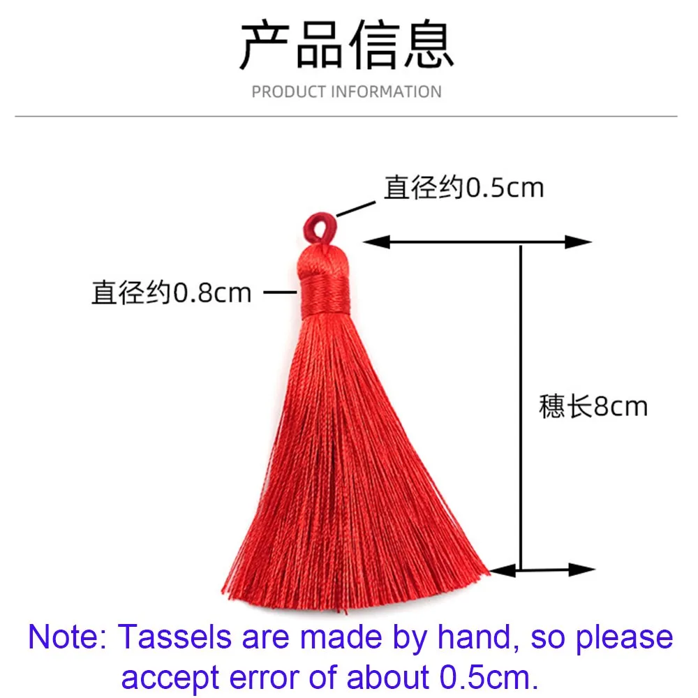 Tassel fringe Tassel trim Mini tassels Silky floss tassels Leather tassels Fluorescent tassels Tassel accessories Tassel decoration 3-24Pcs 8cm Tassel with pull coil ring Polyester silk decorative tassels For crafts keychains jewelry curtains DIY accessories