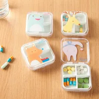 4 Slots Transparent Cute Cartoon Mini Storage Medicine Pill Box Portable Empty Plastic Container Cases Travel Accessories 1