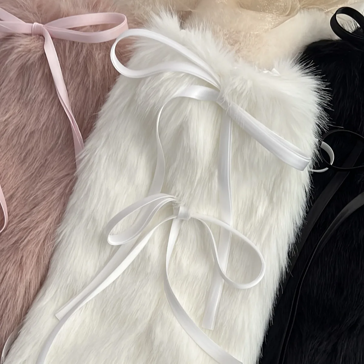 Kawaii Bow Knot Leg Warmers Thickened Imitation Rabbit Fur Women Leggings Boots Cover Lolita Punk Harajuku Party Accessories leg warmers fur leg warmers