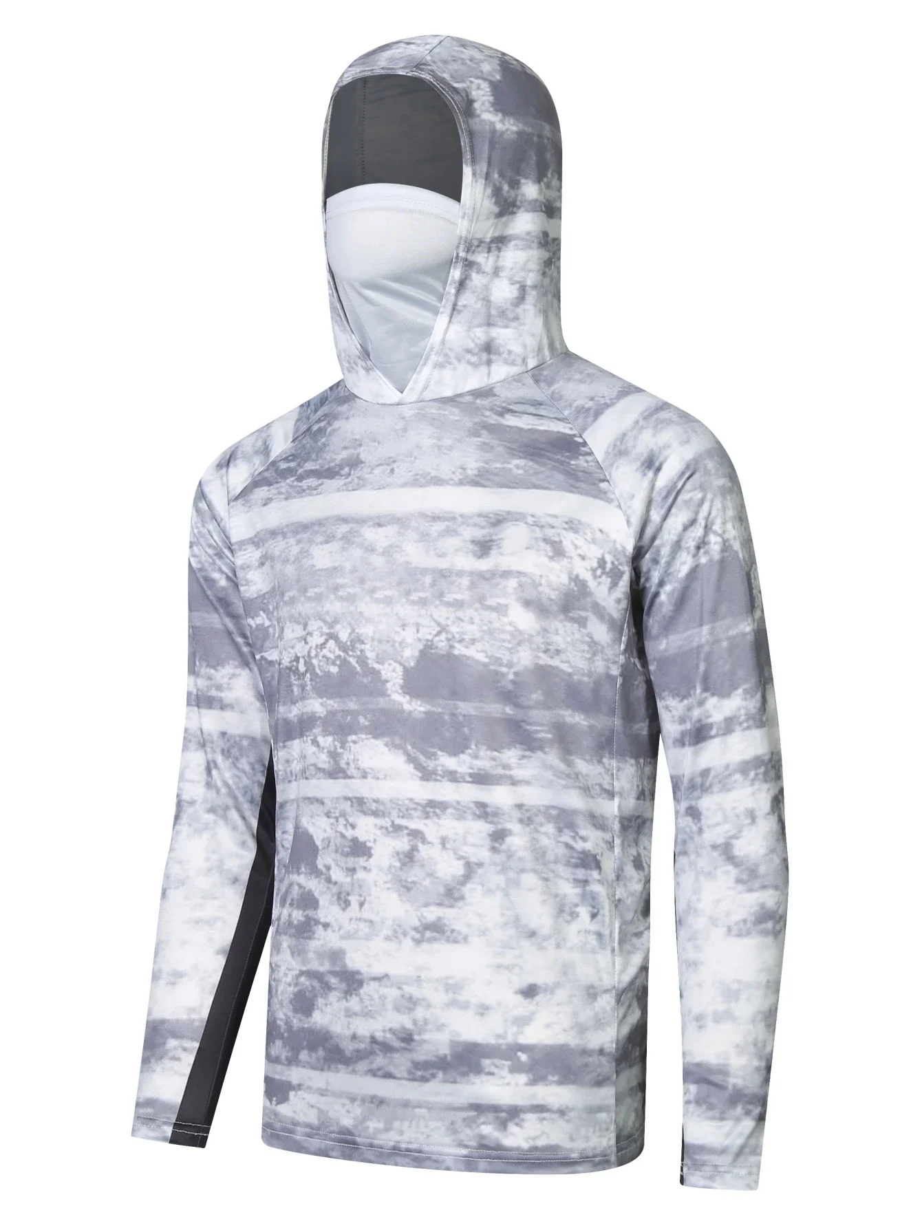 Fly fishing clothes mens hiking shirts Men's Fishing Hoodie Shirts UV Protection Long Sleeve Fishing Shirts Neck Gaiter Moisture Wicking Mask Tops