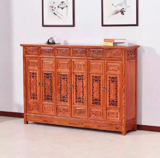 Description Picture 2 of itemNew Chinese style S45 solid wood shoe cabinet home entrance hall porch cabinet large capacity multi-layer storage shoe rack
