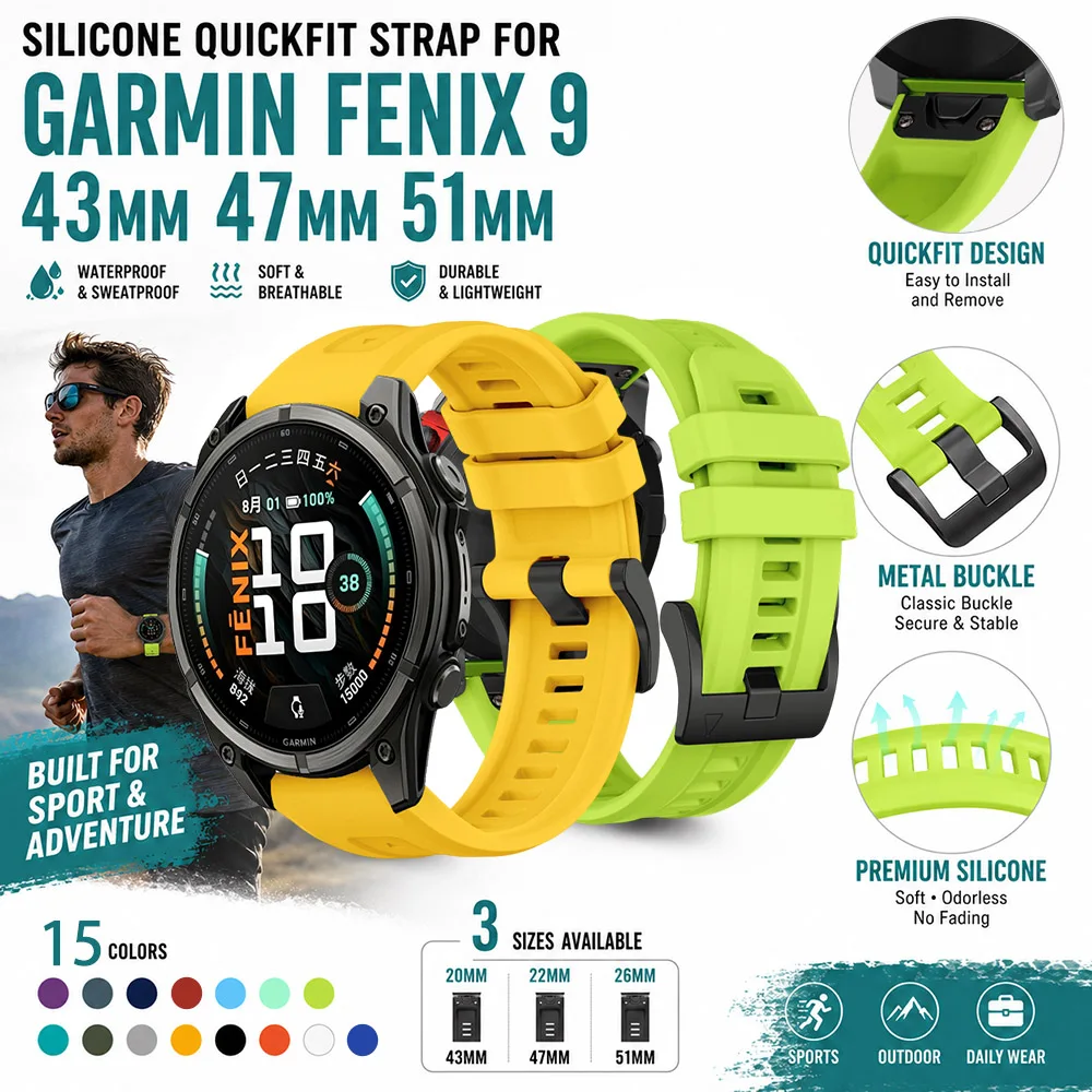 Waterproof Silicone Sport Band - Soft QuickFit Replacement Strap