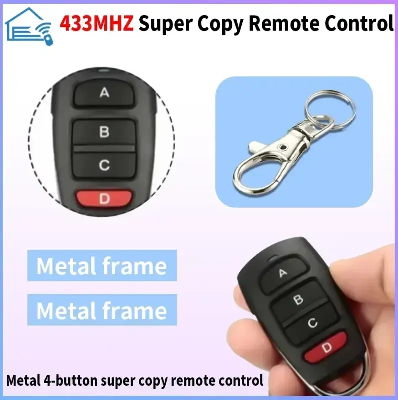 10/5pcs ABCD / Lock Unlock 4Button 433MHz Metal Push Button Remote Control Transmitter Universal 4 Buttons Garage Door Opener - Image 3