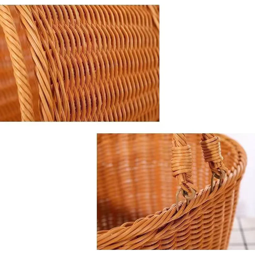 Imitation Vine Weaving Picnic Basket Food Storage Baskets Flowerpot Fruit Vegetable Container Home Kitchen Decor Organization