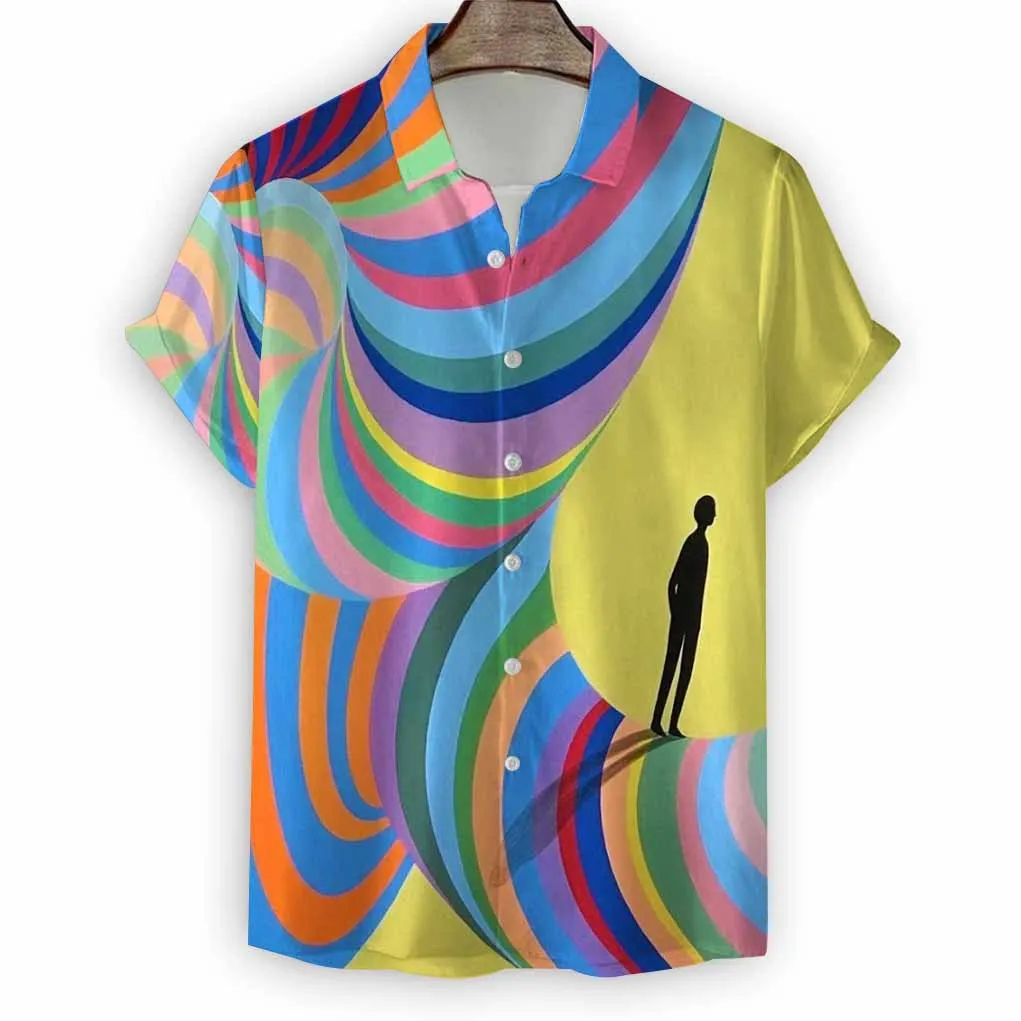 Fashion Men's Shirt Abstract Art Pattern Shirts 3D Printed Short Sleeved Tshirt Casual Tees Tops Oversized Blouse Loose Clothing