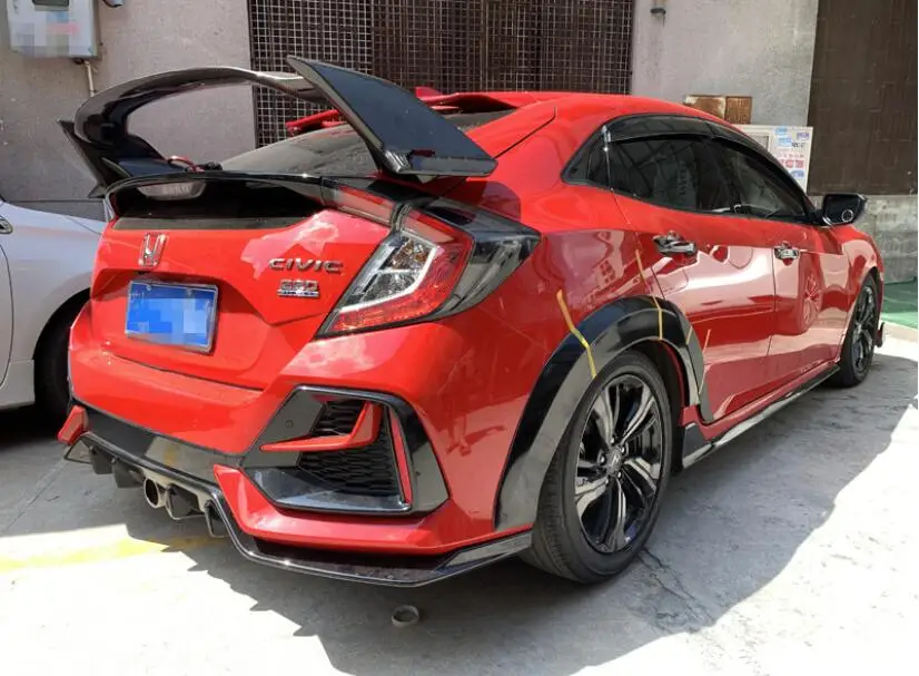 

REAL CARBON FIBER REAR TOP WING TRUNK LIP TAIL SPOILER FOR Honda Civic Hatchback Sport SI FK4 FK7 FK8 2017-2022